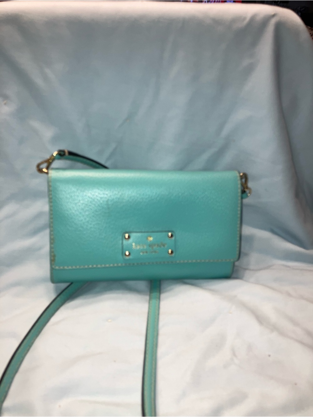 kate spade turquoise pebbled leather crossbody bag teal - Picture 2 of 11